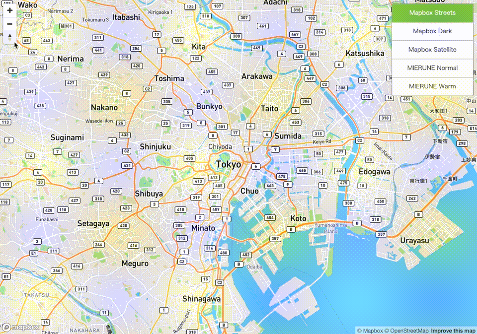 Mapbox GL JS #017 u2013 ベクトルタイル背景を切り替え表示  dayjournal memo